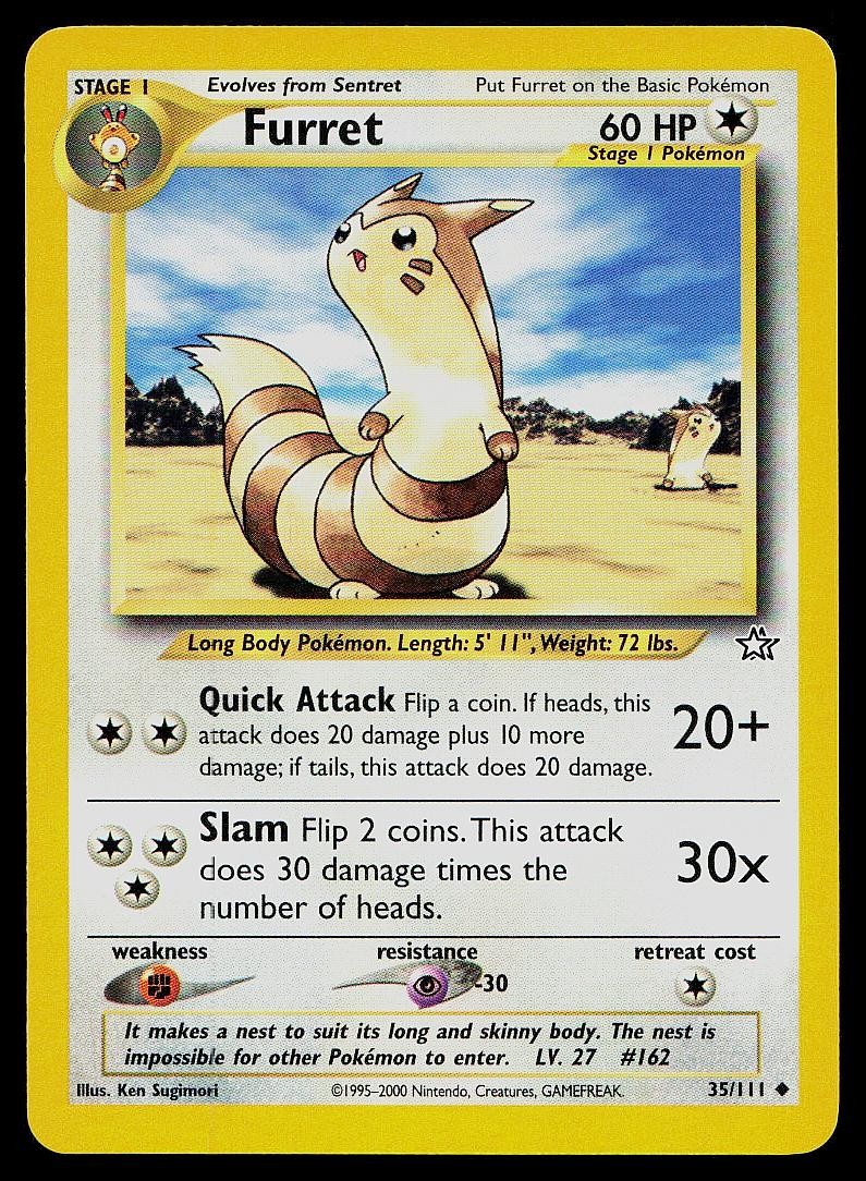 Pokemon Card Neo Genesis Furret 35/111 Uncommon