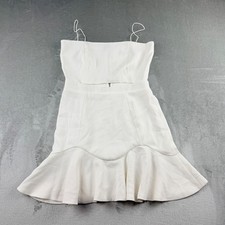 White Fox White Mini Dress Women's Small Spaghetti Strap Fit & Flare Ruffle Hem