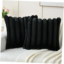 Faux Fur Throw Pillow Covers 26x26 Inch Set of 26" x 26" Pack of 2 Black