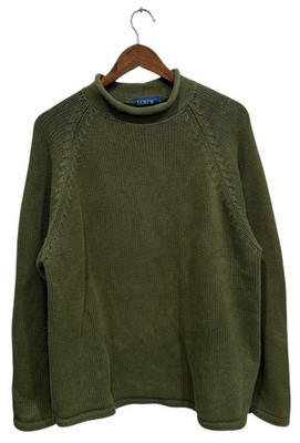 J.Crew Vintage Roll Neck Sweater Mens L Green Heavy Cotton Oarsman Knit