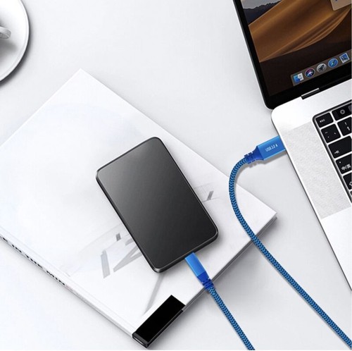 Cable tejido de manga trenzada para impresora de datos USB 3.0 tipo A a tipo B azul 3 m - Imagen 5 de 9