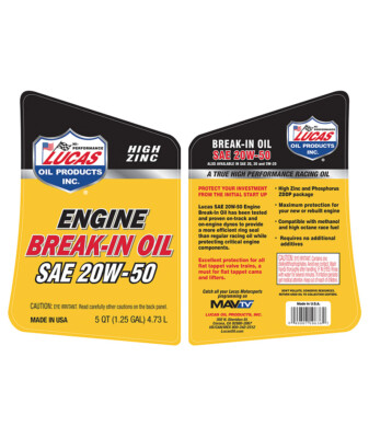 #ad LUCAS OIL ENGINE BREAK IN OIL SAE 20W 50 5QT $33.59