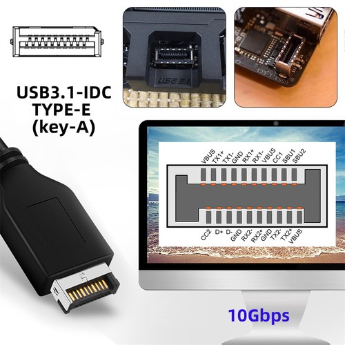 CY Type-E USB 3.1 IDC 10Gbps Front Panel 19Pin20Pin Type-C to PCI-E Card Adapter - Picture 6 of 10