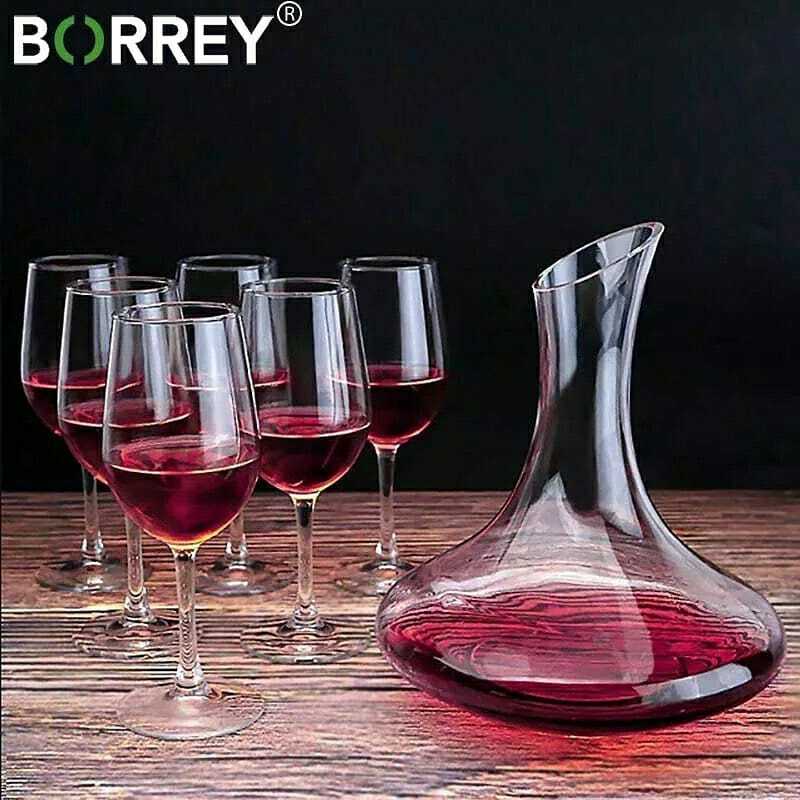 Modern high quality curvy glass wine decanter with 6 pcs wine glass set new  | eBay