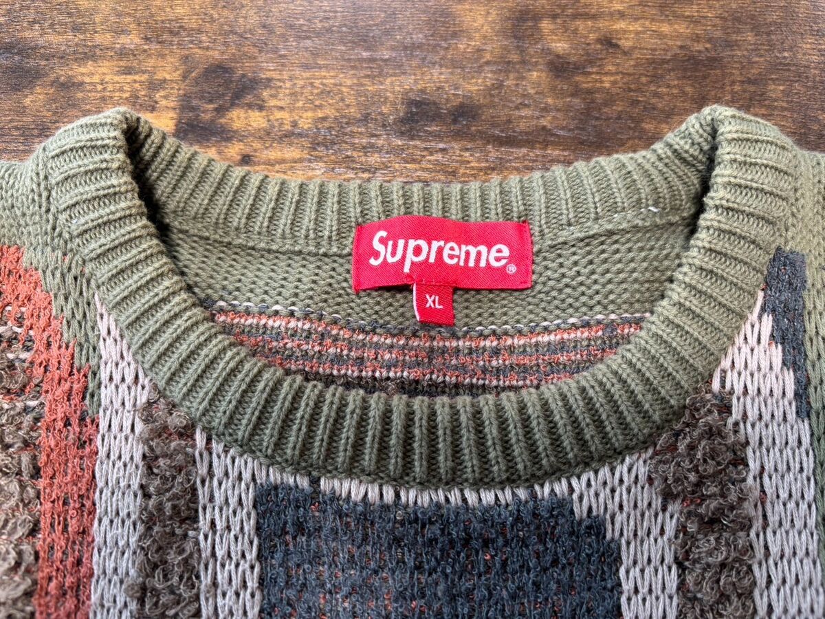 Supreme Chenille Logo Sweater 21AW Crewneck Knit Olive Khaki Supreme Chenille Logo Sweater 21AW Crewneck Knit Olive Khaki