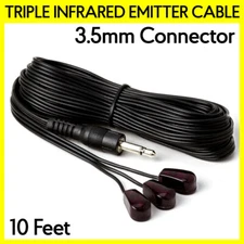 10FT Triple IR Emitter Cable for Infrared Signal Extender 3.5mm Eye Blink Sensor