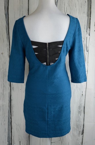 Material Girl Women's Textured Bodycon Dress Night Out Clubwear Moroccan Blue S - Picture 5 of 8