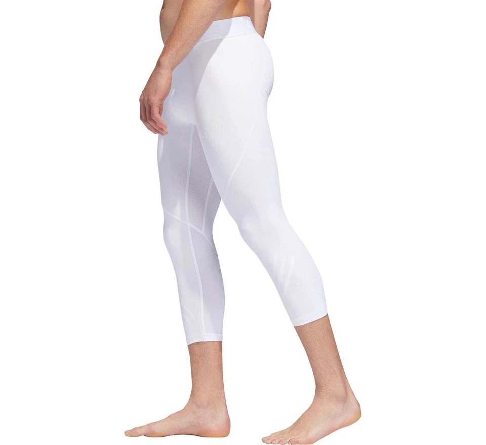 Adidas Men's Alphaskin Tights Sport Compression Pants White (Size: 2XL) DZ8439 - Image 3 of 4