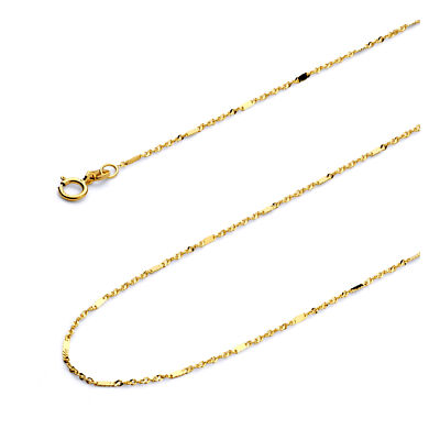 Wellingsale 14k Yellow Gold Solid 1mm Singapore Chain Necklace | eBay