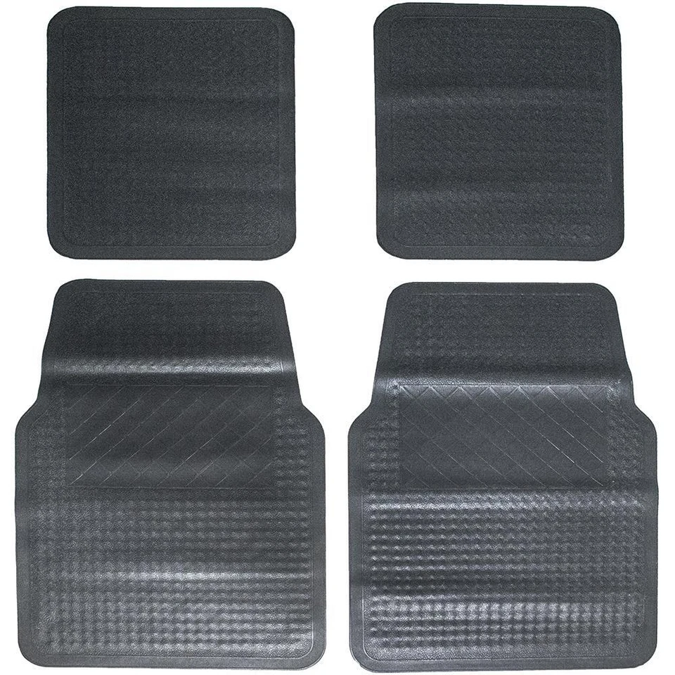 Equip 4 Piece Rubber Utility Heavy-Duty Car Floor Mat Set - Grey