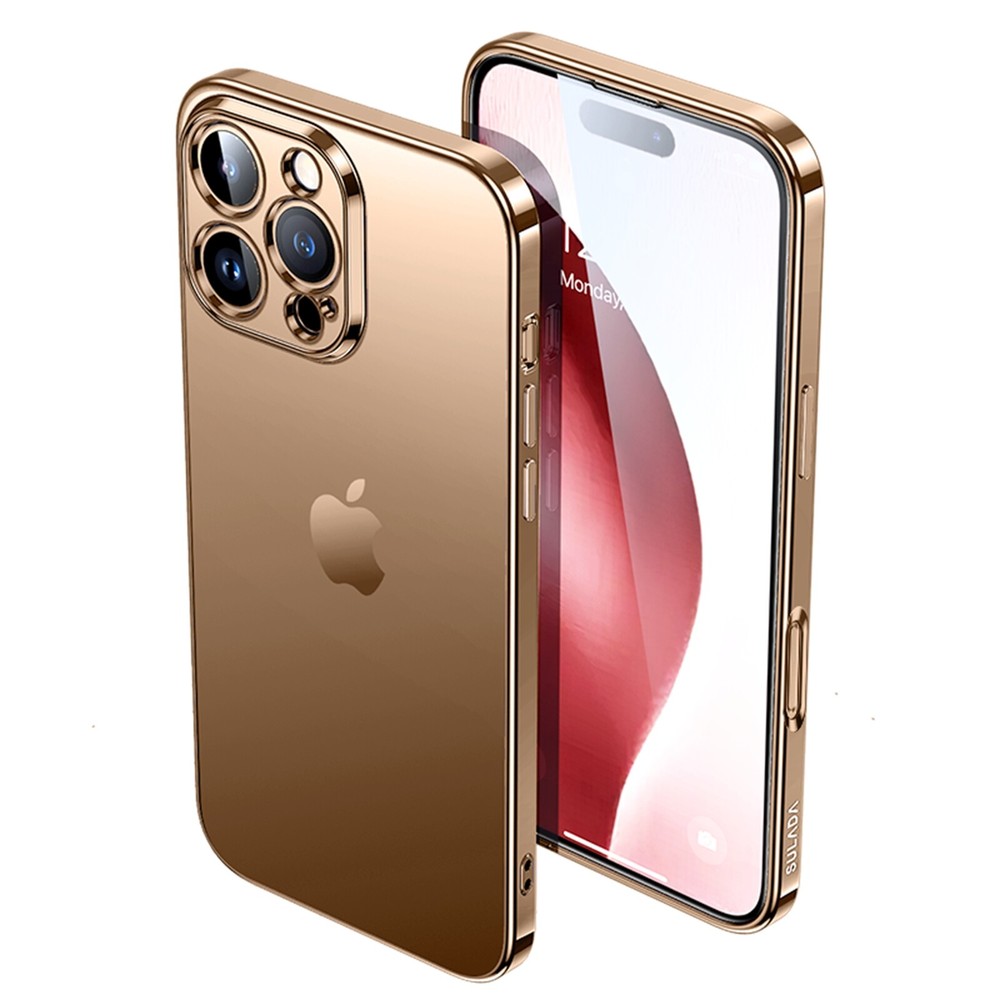 For iPhone 16 Pro Max 15 14 13 Luxury Electroplated Matte TPU Case Slim Cover