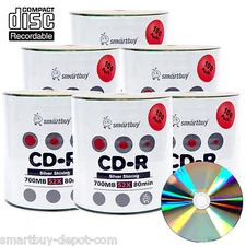 600-Pack SmartBuy Blank CD-R CDR 52X 700MB/80Min Record Disc w/ Shiny Silver Top