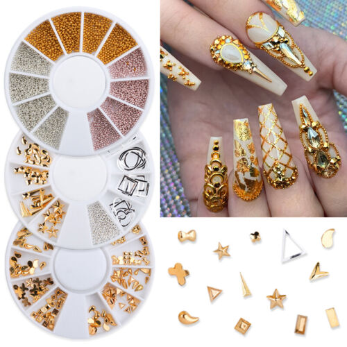 3D Golden Glitter - Bridal nail arts design