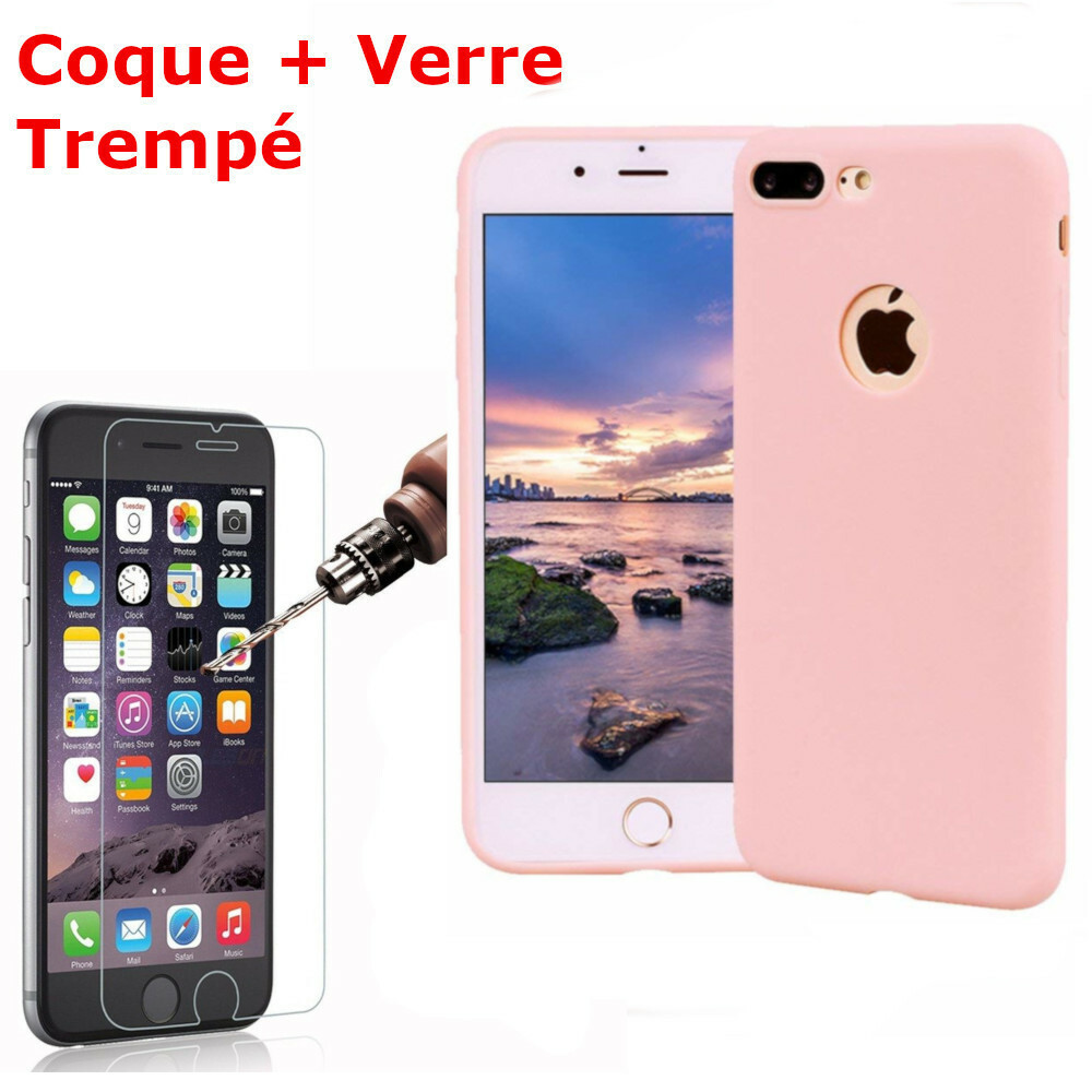 Kit Protection IPhone 7/8 : Coque Silicone Noire Antichoc + 2 Verres Trempés - Little Boutik