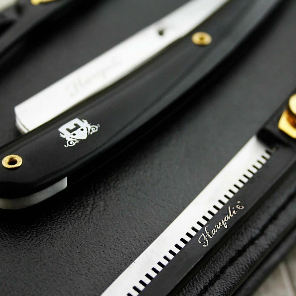 Barber Salon Hairdressing Shaving Kit With Scissors, Straight Razor, Free Case - Image 3 of 4