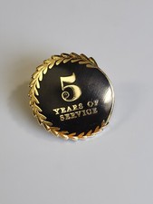 Five 5 Years of Service Award Lapel Pin Black  Gold Colors