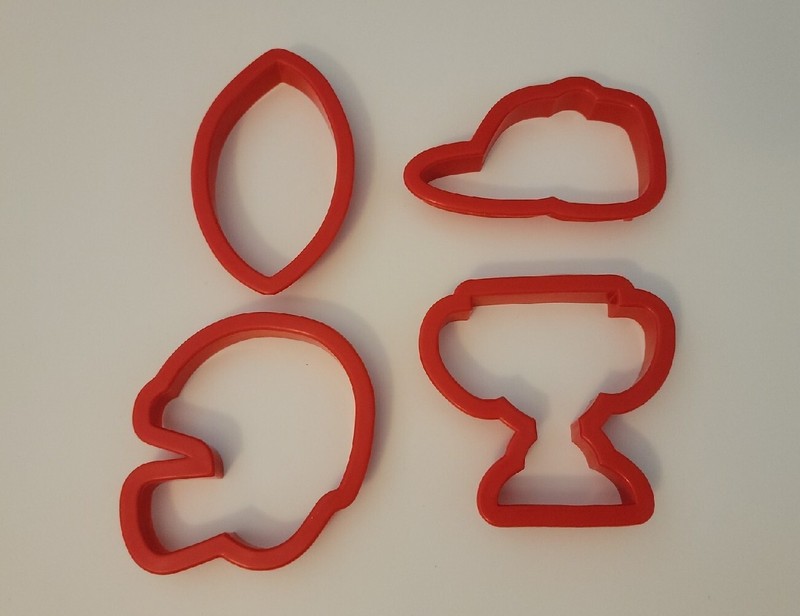 Wilton Sports Cookie Cutter Set - 4 Piece Cutters Trophy, Hat, Helmet, Football