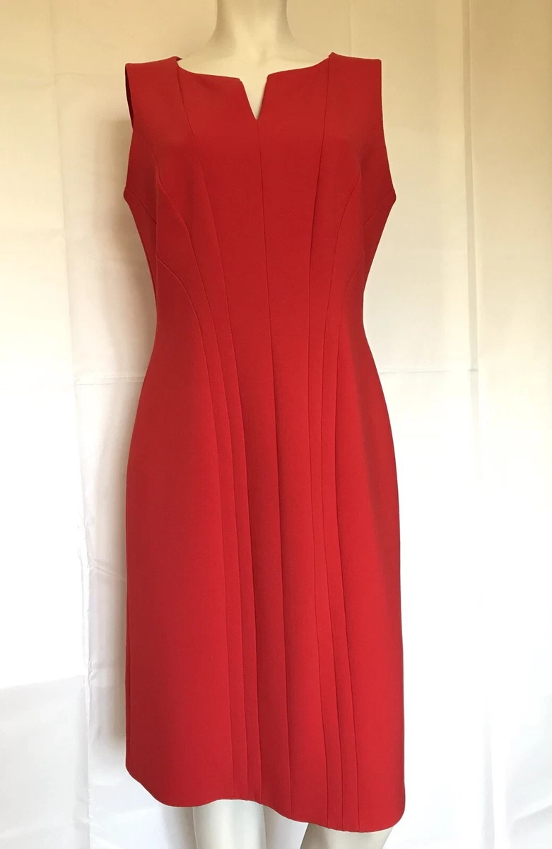 NWOT BOSS Hugo Boss Red Daladi Sleeveless Sheath Dress Sz US 8