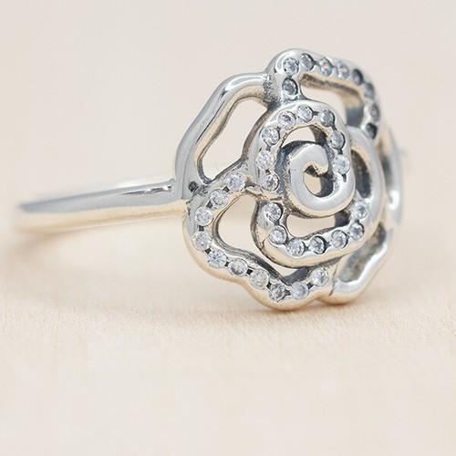 New Authentic Pandora Shimmering Delicate Rose Ring 190949CZ W Tag & Suede Pouch - Picture 3 of 5