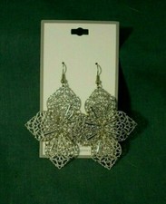 New - Gold Lacey Flower Dangle Earrings - Hypo Allergenic
