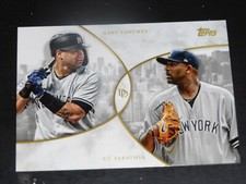 2019 TOPPS DEMAND DYNAMIC DUALS 16 BASE CARD~GARY SANCHEZ & C.C CC SABATHIA #21