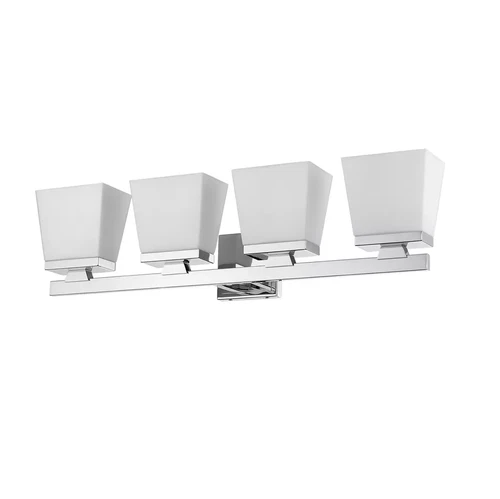 Astor 29 in. 4-Light Brushed Nickel Vanity-Light w/ Etched Opal Glass Shades 28B - Picture 1 of 6