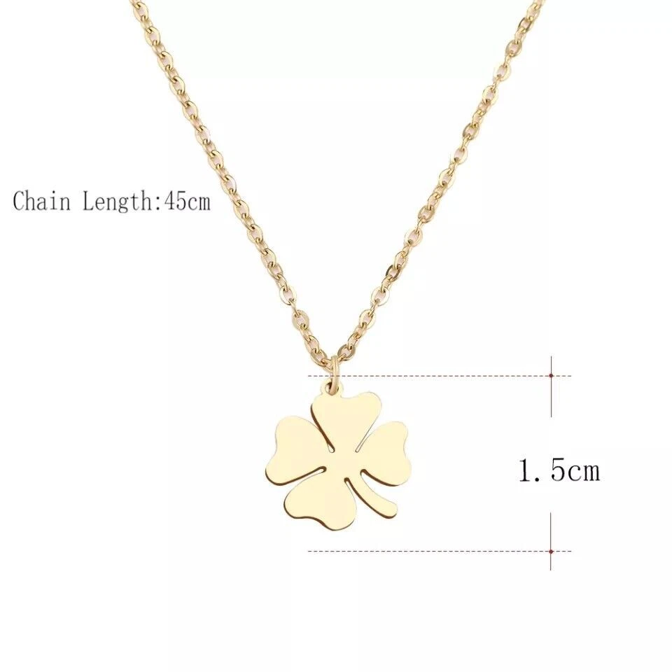 Collana catenina Ciondolo QUADRIFOGLIO acciaio Argento o Oro Portafortuna Donna - Immagine 4 di 4