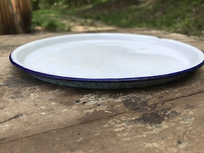 Vintage Used Enameled Plate Blue White Splash-ware  Campfire Not Modern Repo
