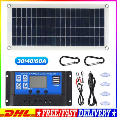 300W.12V Solarpanel Solarmodul 60A Ladegerät USB Kit Für Wohnwagen Camping Boot