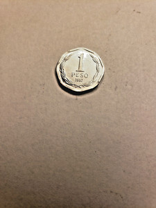 Chile 1 Peso coin, 1997, Aluminum  Bernardo O'Higgins.UNC