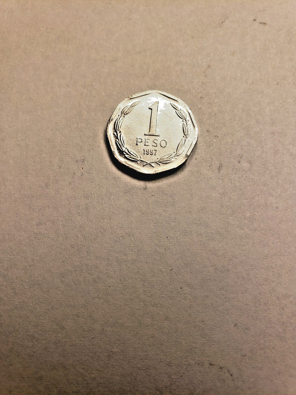 Chile 1 Peso coin, 1997, Aluminum  Bernardo O'Higgins.UNC