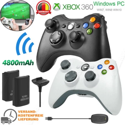 Für Microsoft Xbox 360/Slim Wireless Controller Gamepads + 2*Batterien Ladekabel