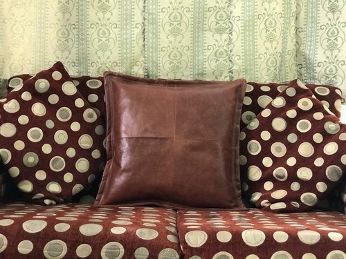 NOORA Leather Reddish Brown Cushion Cover, Pillow Couch Cover, Leather Pillow - Picture 2 of 5
