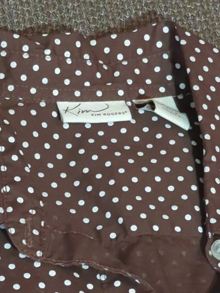 Kim Rodgers Women's Top | Size M | Brown Polka Dot Button Up - Изображение 4 из 4