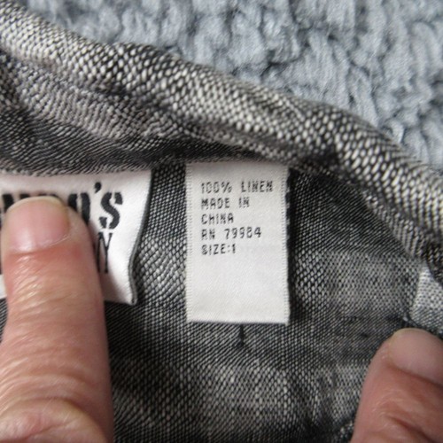 Chico's Jacket Womens 1 Gray Black Striped Linen Long Sleeve Button Up - Picture 7 of 11