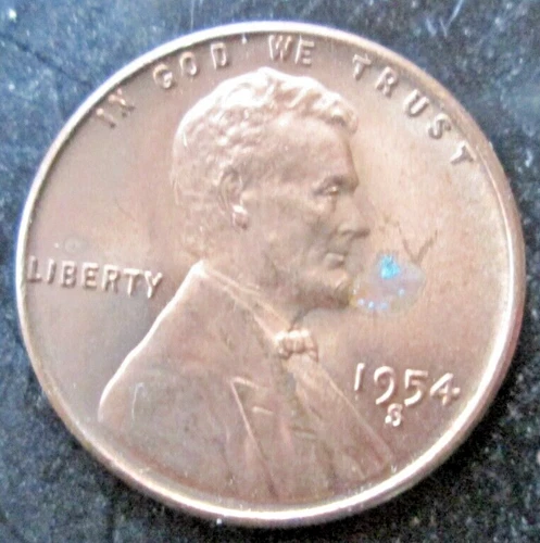 1954-S WHEAT CENT, MS+++ CONDITION, RED COLOR, CIRCULATED