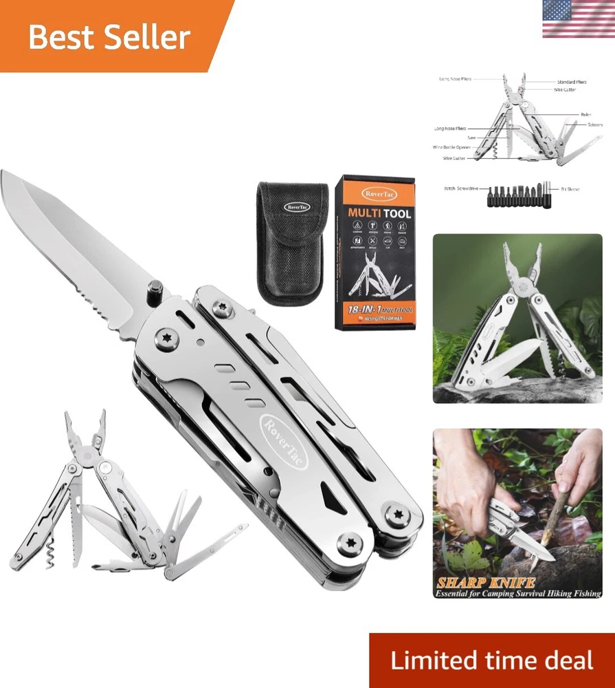 Multi Tool Folding Knife - Heavy Duty 18-in-1 Pliers & Accessories for Men