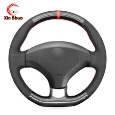 Black Suede Car Steering Wheel Cover For Peugeot 308 CC SW RCZ 3008 5008 2007-17