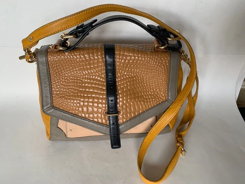 Tory Burch Satchel Handbag Crossbody Bag Multicolor Embossed Leather