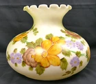 Vtg 10" Fitter Hand Painted Floral Hurricane Milk Glass GWTW XL Lamp Shade