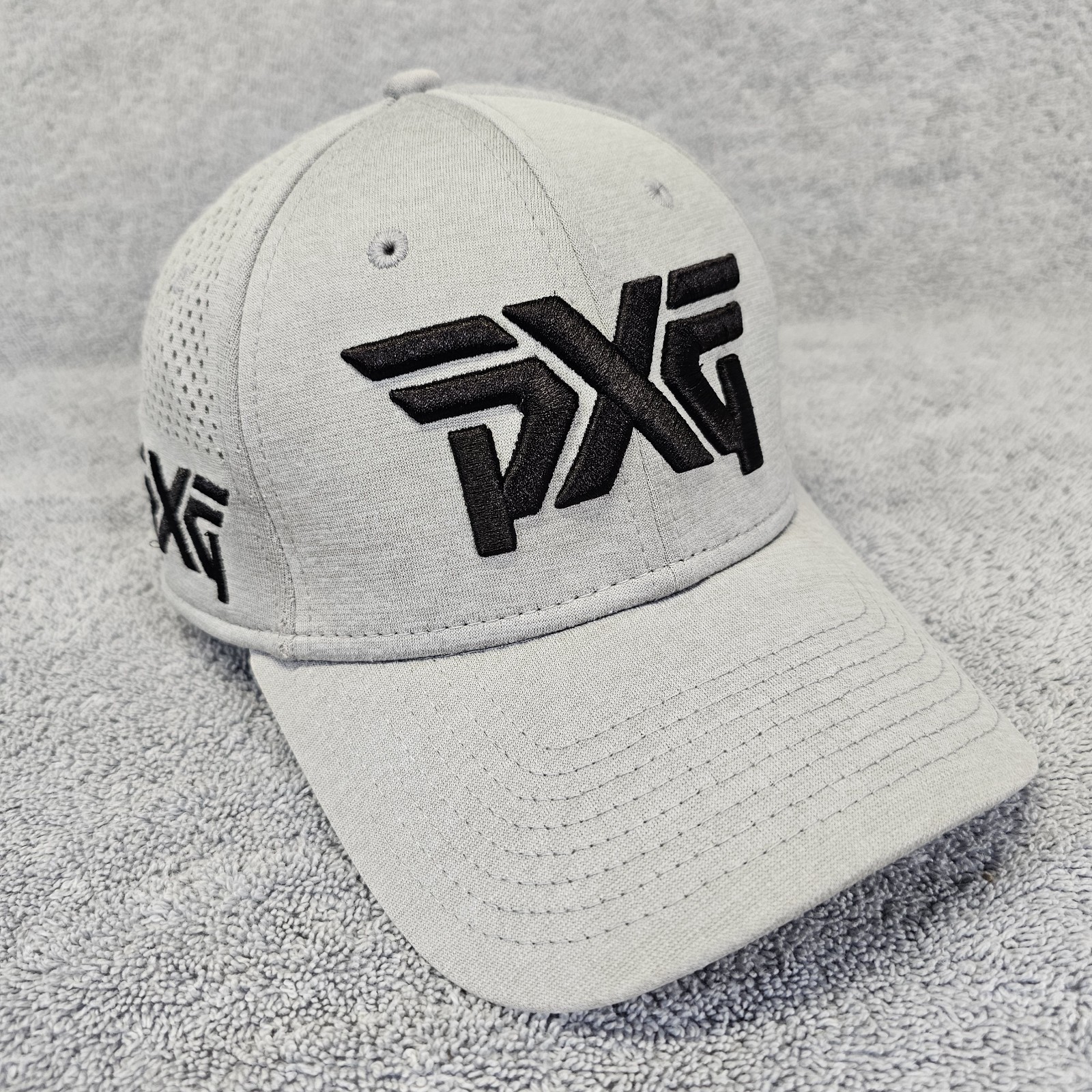PXG Golf Hat S/M New Era 3930 LASER MESH SHADOW TECH FITTED CAP Gray Black 