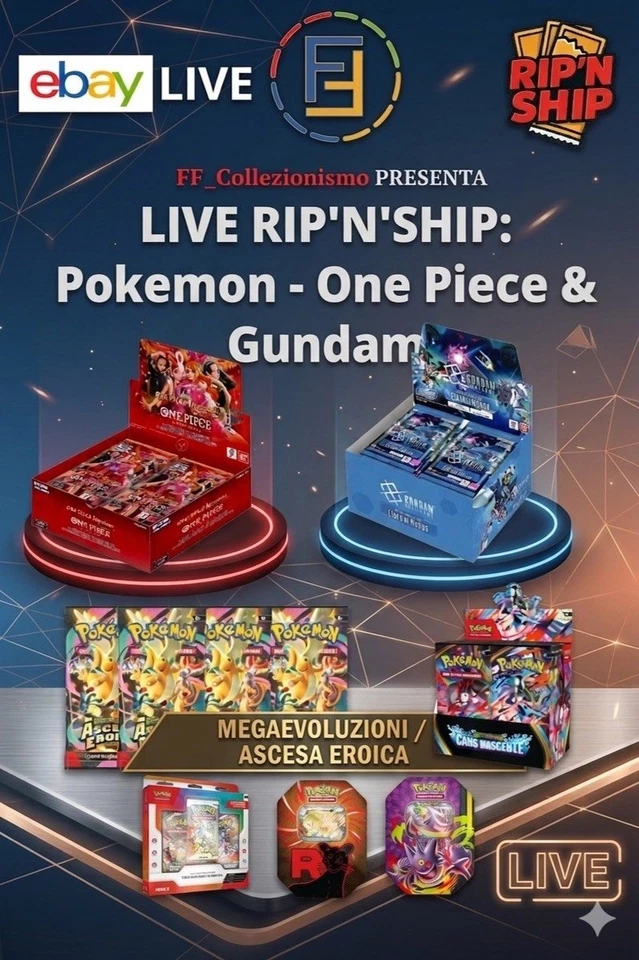 [ LIVE ] [ RIP'N SHIP ] Pokemon, One Piece EB03 e Gundam EB01