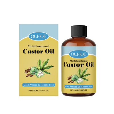 OUHOE Organic Castor Oil, Moisturizes And Hydrates Hair, Eyebrows, Skin, Body Mu