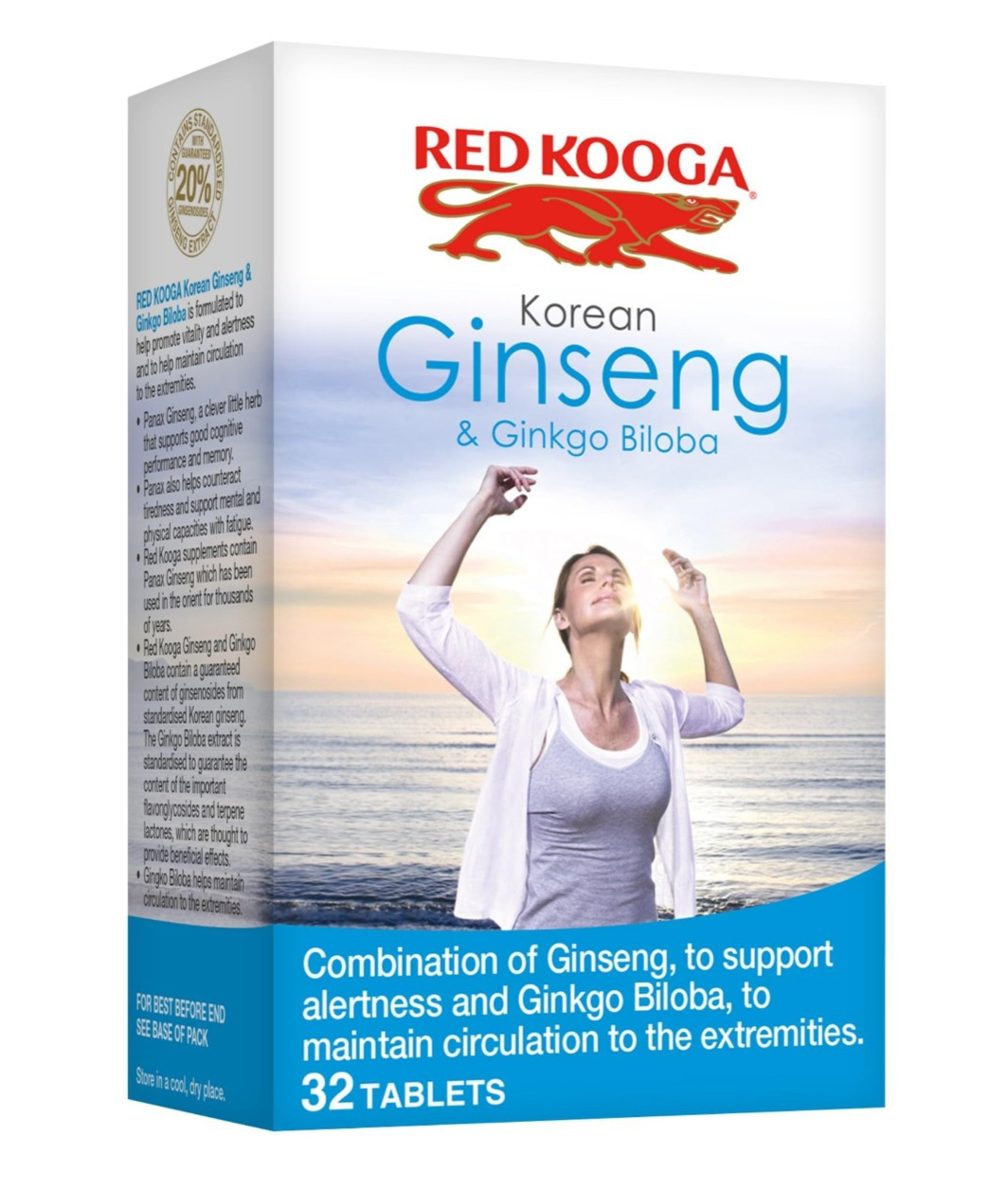 Red Kooga Korean Ginseng & Ginkgo Biloba 32 Tablets - NEW