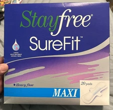 New Sealed Vtg 1996 Stayfree Sure Fit Maxi Pads 20 Pads Rare Prop