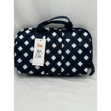 LUG FLASH SE Cosmetic Case Black And Blue Plaid Travel Makeup Toiletries NWT