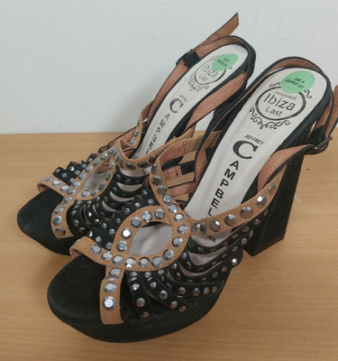 Jeffrey Campbell Ibiza Last Ankle Strap Blockabsatz Schuhe Neu ohne Karton Größe UK 4 / EU 37