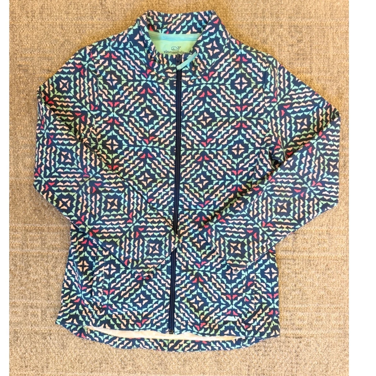 EUC vineyard vine's girls performance jacket full zip size medium 10/12