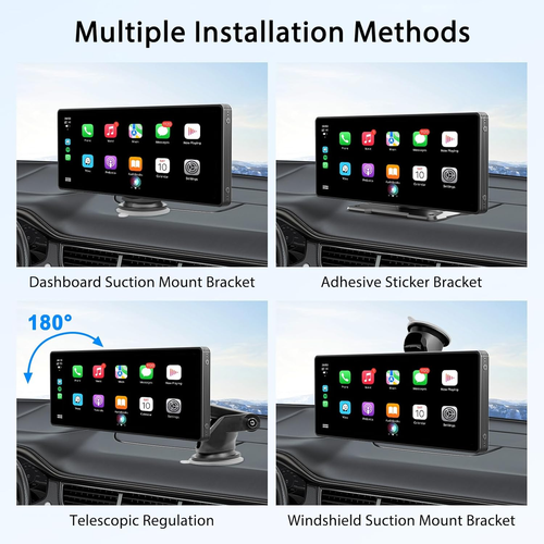 10.26" Wireless Carplay Screen for Car,Wireless Apple Carplay & Android Auto,Por - Picture 7 of 8