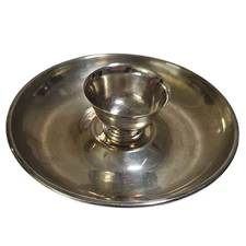 Unmarked Paul Revere Style Silverplate Chip & Dip Set - Mid-Century (2 Pcs)